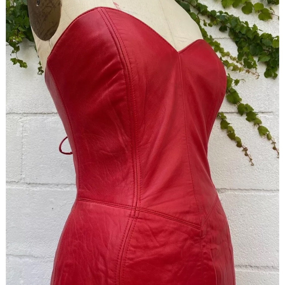 RARE 1980's designer Michael Hobam for North Beach Leather Vixen dress